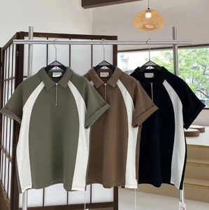 <b>Men's</b> Custom Logo Half Zip Oversized Boxy Golf Design Short Sleeve for Polo T-<b>Shirt</b> New Color Matching <b>Revere</b> Collar Front Print - Product Image 3