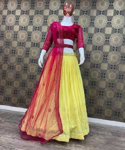 Belle bordure en dentelle de broderie de tissu de filet doux multicolore Lehgha Choli pour la robe féminine vêtements traditionnels et de fête - Product Image 6