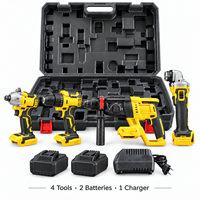 Kit d'outils sans fil LONSLEY 4-en-1 21V Perceuse à percussion Clé à chocs Meuleuse d'angle 2 batteries 1 chargeur avec étui