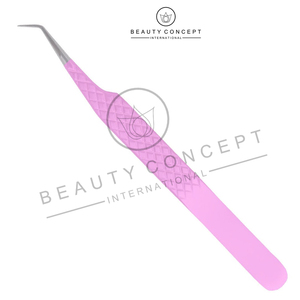 Juego de 5 pinzas de extensiones de pestañas con punta de fibra NANO de agarre de diamante de color rosa, pinzas clásicas y de volumen, acero japonés sostenible - Product Image 5