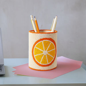 Nouvelle conception spéciale formes orange fabriquées à la main porte-stylo coloré perlé et porte-maquillage taille personnalisée faire en inde - Product Image 1