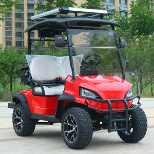 Voiturette de golf électrique 2 places rouge tout-terrain avec toit et porte-bagages - Product Image 6