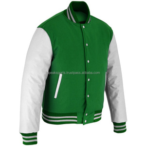 Blouson universitaire en laine verte avec manches en cuir blanc, modèle OEM 2026, le plus vendu, pour hommes, haute qualité, faible MOQ, vestes d'hiver chauffantes - Product Image 5