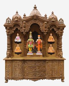 Mandir en teck royal avec finition blanche et rangement, Mandir de prière de luxe en teck sculpté à la main, Mandir en bois de teck pour la maison, fabriqué au Royaume-Uni - Product Image 3