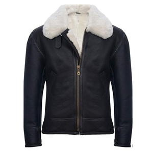 Chaqueta de Cuero Genuino de Primera Calidad, Forro de Piel Sintética Cálida, Chaqueta de Aviador Personalizable para Hombre, Fabricante Mayorista - Product Image 5