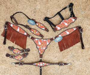 Conjunto de Cabezada y Pechera de Primera Calidad para Equitación Western, con Cuero y Acero Inoxidable, Cómodo - Product Image 1