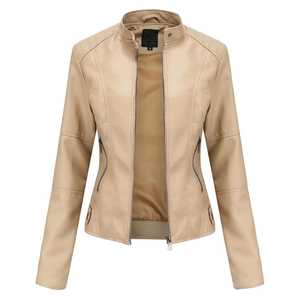 Women's High Quality <b>Winter</b> <b>Leather</b> <b>Jacket</b> Breathable Windproof Plain Dyed Zipper Closure Real Sustainable Knitted Autumn <b>Jacket</b> - Product Image 3
