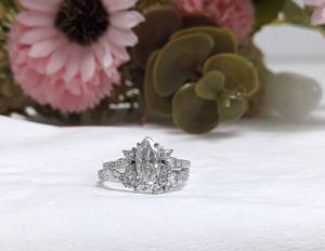 Anillo de Compromiso de Lujo con Moissanita de Corte Marquesa de 1 Ct, Estilo Vintage, Regalo de Aniversario de Bodas, Oro Blanco Sólido de 14k para Mujer - Product Image 1