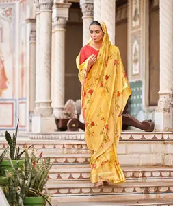 Joli chemisier en mousseline de soie épaisse avec bordure en dentelle de Satin et Blouse fantaisie pour vêtements de mariage et vêtements décontractés pour femmes - Product Image 1