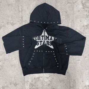 เสื้อมีฮู้ดผ้าฝ้ายผู้ชายโอเวอร์ไซส์ผ้าซักได้แผ่นปะติดไหล่ปล่อยกรดมีซิปขนาดใหญ่พิเศษสำหรับ500gsm ผ้าเทอร์รี่ฝรั่งเศส - Product Image 3