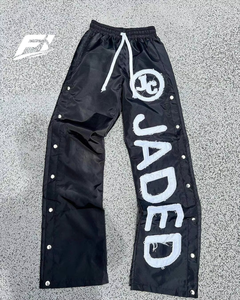 Pantalones de hombre de nailon personalizados con botones a presión, estilo urbano, casuales, con bordado desgastado, cortavientos, tallas grandes, pantalones deportivos, proveedor de EE. UU. - Product Image 2
