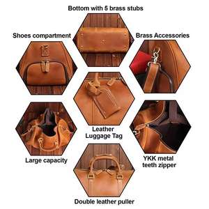Wholesale Custom Genuine <b>Leather</b> <b>Travel</b> Duffle <b>Bag</b> for <b>Men</b> for Cycling - Product Image 5