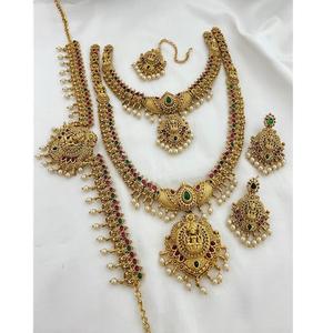 Collar de oro Lakshmi, joyería de templo, collar del sur de la India, cadena chapada en oro antiguo, collar tradicional con cuentas de templo - Product Image 1