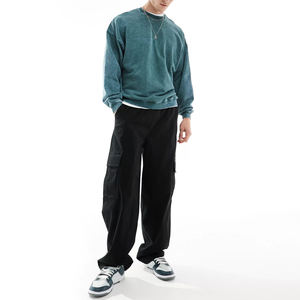 Sudadera de Hombre para Invierno, Lavado Ácido, Color Sólido, Poliéster/Algodón, Forro Polar, Resistente al Viento, Transpirable, con Bolsillo y Logotipo Personalizado Bordado - Product Image 6