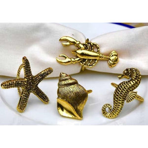 Rond de serviette feuille d'or fait à la main élégant décor de table à manger en métal ensemble de 4 anneaux de serviette feuille d'or fabriqués à la main prix usine - Product Image 2