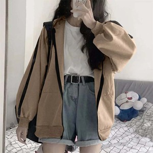 Harajuku-Sweat à Capuche Vintage Coréen pour Femme Tricoté à Fermeture Éclair, Manches Longues, Surdimensionné, Décontracté - Product Image 4