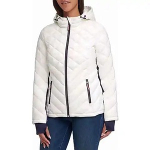 ALLIGNED INDUSTRY Blouson matelassé décontracté pour homme, à capuche, col montant, beige, fermeture éclair sur le devant, coupe droite, réversible, écologique - Product Image 5