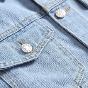 Veste en jean vintage pour hommes et femmes avec col montant et logo frontal, vêtement d'extérieur décontracté respirant 100% coton, commandes ODM OEM - Product Image 5