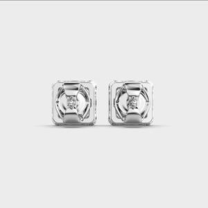 Boucles d'oreilles clous en diamant de laboratoire taille Asscher, serties clos, plaquées rhodium, or blanc/rose/jaune 14 carats, cadeau - Product Image 4