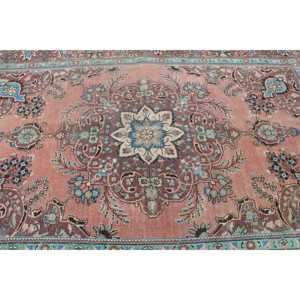 พรมวินเทจ ขนาด 6.4x9.6 ฟุต พรมขนาดใหญ่ สีน้ำตาล-น้ำเงิน ทำจากขนสัตว์ - Product Image 5