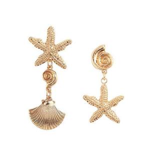 Pendientes de gota de estrella de mar de concha exagerada metálica Vintage para mujer, moda geométrica de acero inoxidable, únicos - Product Image 1
