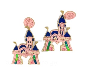 Pendientes de cuentas personalizados con cualquier logotipo Pendientes de tela de moda con estilo para equipos de temporada navideña - Product Image 1