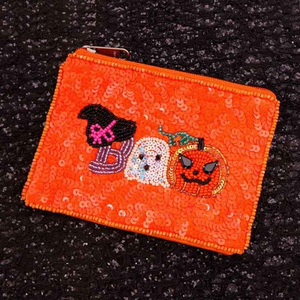 Hermoso bordado de Halloween naranja TRICK TREAT monedero con cuentas artesanía de lujo estilo clásico diseño personalizado uso diario - Product Image 1