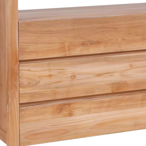 Muebles de almacenamiento Cofre de madera de teca maciza con tres cajones y estante abierto Elegancia funcional para la decoración del hogar - Product Image 6