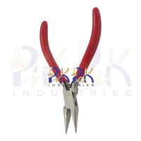 Pince à bec effilé 130 mm en acier inoxydable à mâchoires lisses, poignées en PVC à ressort, pour sertissage de joints, pêche, fabrication de bijoux, bricolage et artisanat