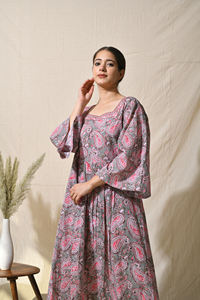 Vestido Midi de Algodón con Estampado de Jaipur Hecho a Mano, Producción OEM, Fabricación al por Mayor, Talla y Etiqueta Personalizadas, Proveedor de Exportación de la India - Product Image 3