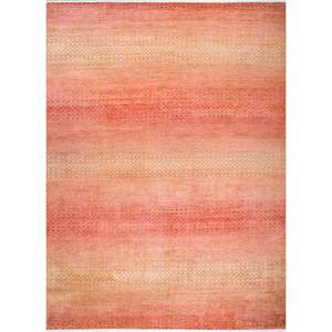 Alfombras de Lana Anudadas a Mano Kairos, Diseño Abstracto Rojo y Naranja para Entrada y Sala de Estar, 9x12, Estilo Kilim Rectangular-SKWL-201 - Product Image 1