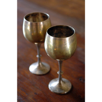 Ensemble de 3 coupes à vin de luxe en laiton argenté, élégantes, faites à la main, avec pied texturé, qualité supérieure, pour fêtes et événements spéciaux