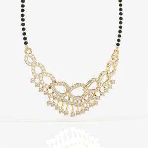 Mangalsutra de Oro de 14K para Mujer con Diamante Cultivado en Laboratorio de Corte Redondo, Joyería Cultural Coleccionable - Product Image 3
