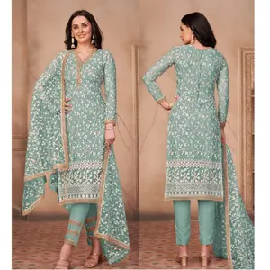 刺繍作業付きインドとパキスタンスタイルのネット女性のためのSalwarKameezスーツ重いイスラム教徒のスタイルのドレスとKurtisLehenga