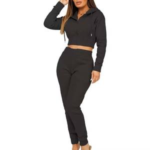 <b>Think</b> Winter Streetwear Solid Velvet Tracksuit Women's Two-Piece Set Breathable Quick Dry Hooded - Product Image 6