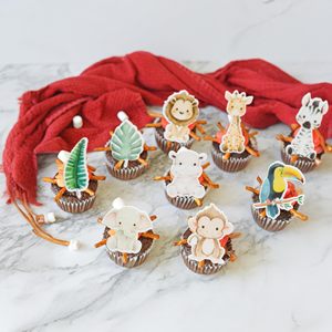 54 pièces comestibles <span class=keywords><strong>Jungle</strong></span> <span class=keywords><strong>Safari</strong></span> Animal thème Cupcake Toppers Dessert Muffin gâteau pics décor pour bébé douche fête d'anniversaire fournitures - Product Image 6