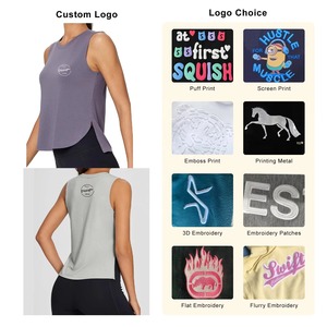 Camisetas sin mangas cortas ligeras de secado rápido con cuello redondo gris de alta calidad personalizadas para mujer - Product Image 5