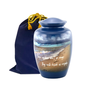 Huellas Urna de cremación para cenizas Urna de playa para adultos pintada a mano Urna de cremación de playa hecha a mano con bolsa de terciopelo - Product Image 1