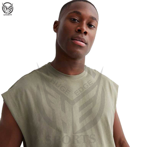 Débardeurs Muscle Fit couleur unie pour hommes débardeurs sans manches 100% coton débardeur pour hommes à logo personnalisé bon marché d'usine - Product Image 1