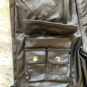 Pantalones ajustados elásticos negros de piel sintética para hombre de negocios al por mayor, pantalones ajustados elásticos para hombre, pantalones brillantes de cuero antiarrugas - Product Image 5