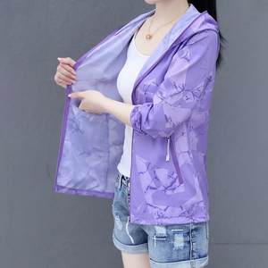 Chaqueta de sol con Capucha ligera de secado rápido para mujer con cremallera, bolsillos de manga larga de tela de nailon transpirable perfectos para informal - Product Image 5