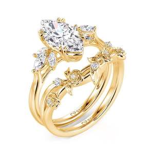 Ensemble de bijoux de mariée Jeulia avec diamants taille marquise, 2 pièces, design vague rose, pour fiançailles - Product Image 3
