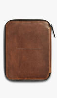 Organizador de Documentos de Cuero Genuino de Diseño Nuevo, Vintage, Premium, Duradero, Elegante, A4, Personalizable, Profesional, Portátil para Negocios