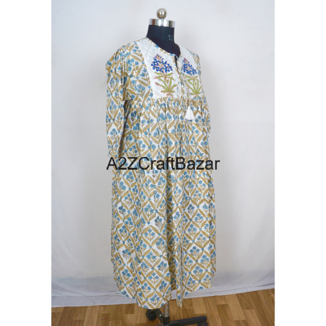 Indian 100% Pure Cotton Asymmetrical Bodycon Midi Dress Women Eco-Friendly  Washable Breathable Floral Block Print Casual Party| Alibaba.com