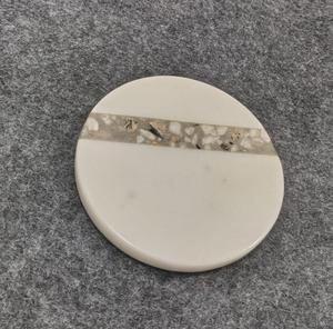 Posavasos cuadrado de mármol blanco hecho a mano con incrustaciones de estrella de latón posavasos moderno elegante de mármol posavasos decorativo de moda mesa de mármol - Product Image 5