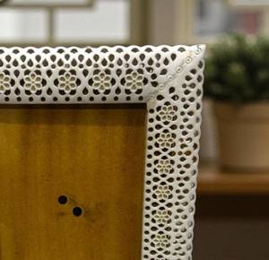 Cadre photo haut de gamme écologique en incrustation d'os avec motif géométrique |   Cadre photo décoratif fait main en stock - Product Image 2