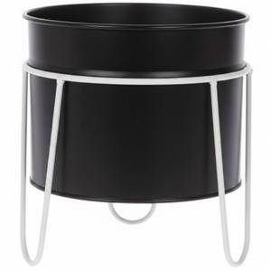 Ensemble de 2 jardinières rondes en métal argenté sur pieds dorés, style fermier, décoration de jardin intérieure et extérieure, vente en gros - Product Image 6