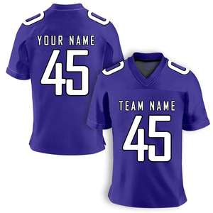 Camiseta de fútbol americano Azul Aguamarina personalizada, nombre del equipo, número, cuello en V, uniforme deportivo de malla transpirable - Product Image 3