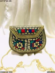 Sac de soirée en mosaïque métallique fait à la main pochette pour dames vente en gros de sacs de soirée fabriqués en Inde à bas prix pour la fête - Product Image 5