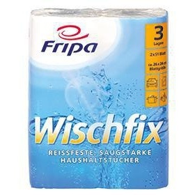 Fripa Wischfix 3-Ply Kitchen Paper 100% Virgin <b>Pulp</b> Bright White 2 Rolls/Pack - Product Image 1